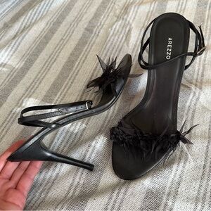 Arezzo Black Leather Stiletto Heels Sandal Ankle Strap  from Brazil sz 10